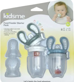 KidsMe Spisetid*Food Feedere - 2-pak - M/L - Grey/Azure