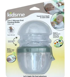 Spisetid|Sutteflasker-KidsMe Sutteflaske/Food Feeder - 2-i-1 - 150ml - Silikone - Gray