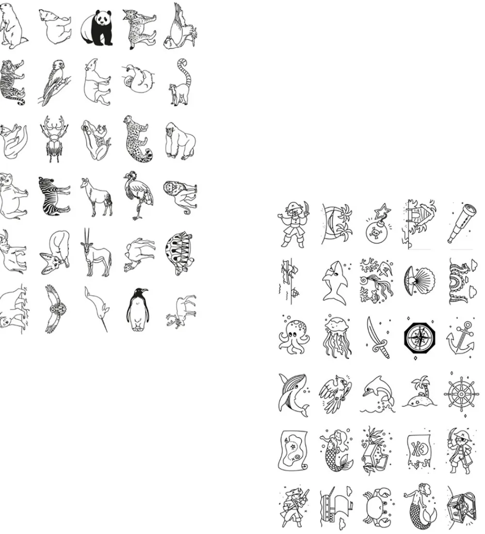 Kidywolf Kreasæt*Refill Tegnemotiver - 60 motiver - Animals of The World