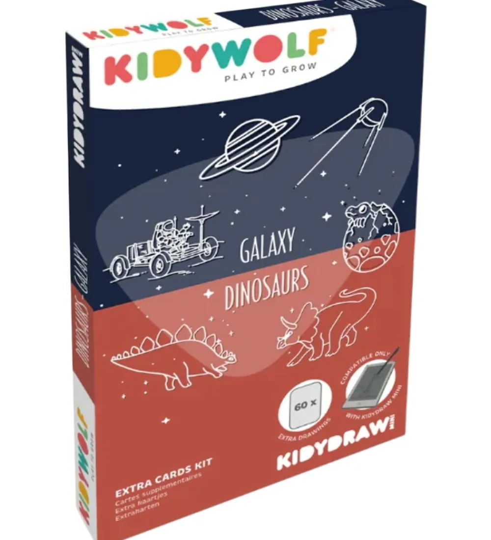 Kidywolf Kreasæt*Refill Tegnemotiver - 60 motiver - Dinosaur/Galaxy