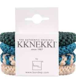 Kknekki Hårelastikker*Hårelastikker - 4-pak - Beige/Blå/Grøn/Glimmer