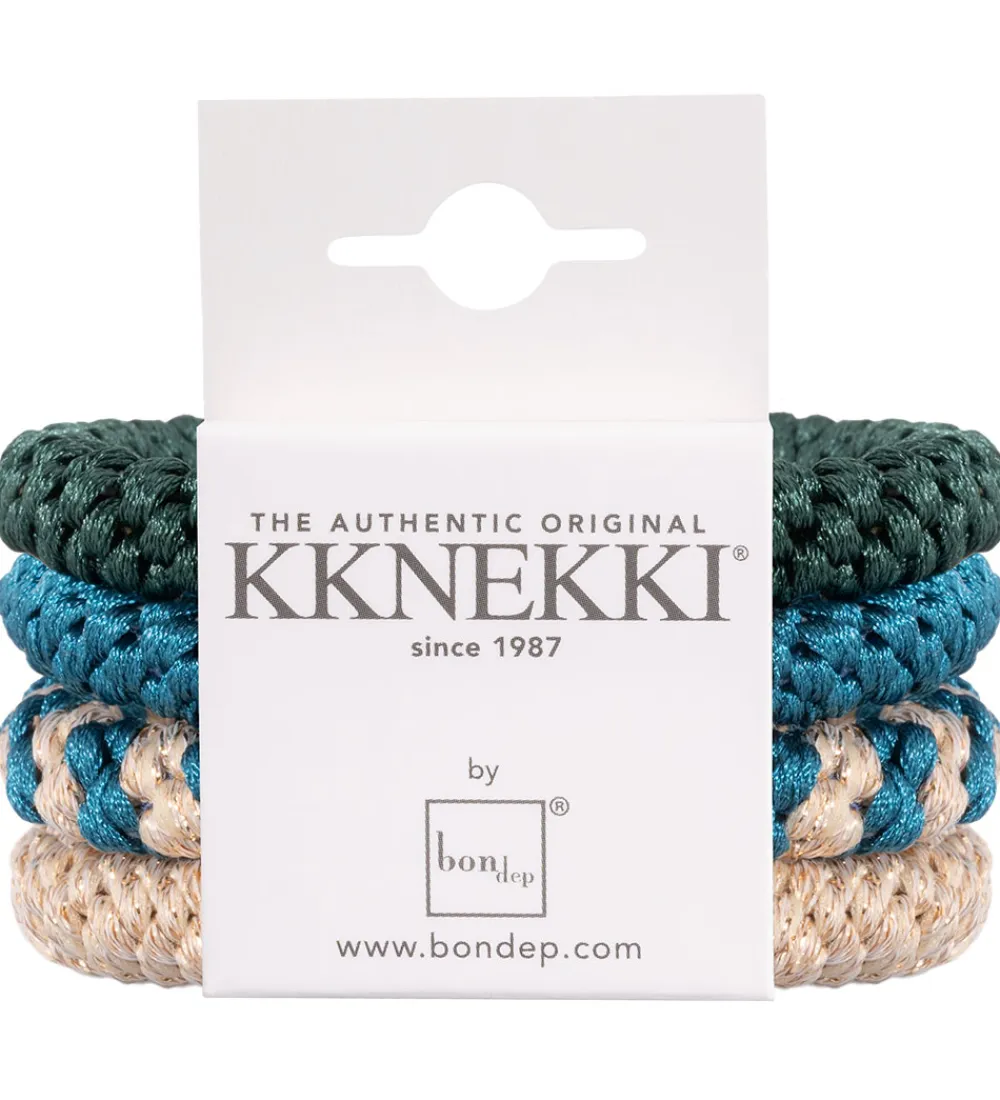 Kknekki Hårelastikker*Hårelastikker - 4-pak - Beige/Blå/Grøn/Glimmer