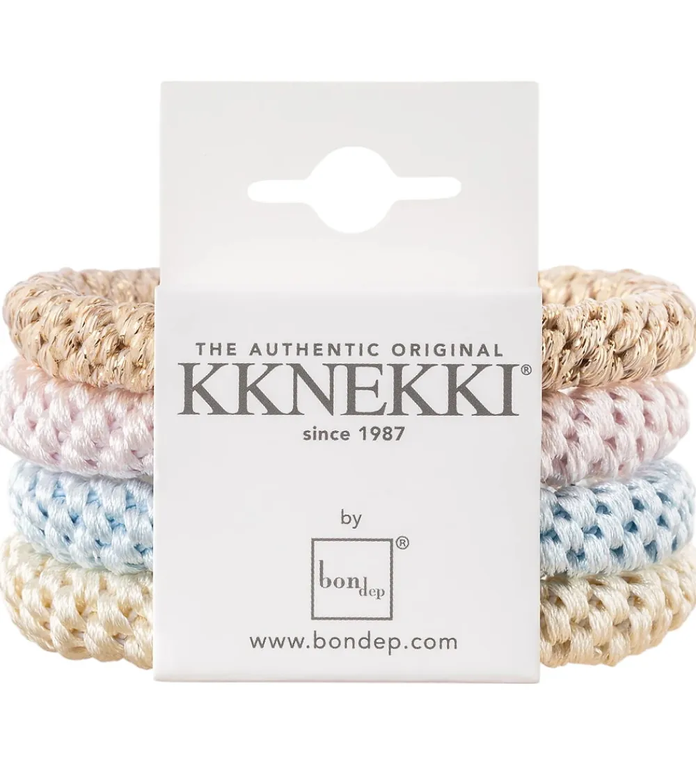 Hårelastikker-Kknekki Hårelastikker - 4-pak - Blå/Creme/Rosa/Guld