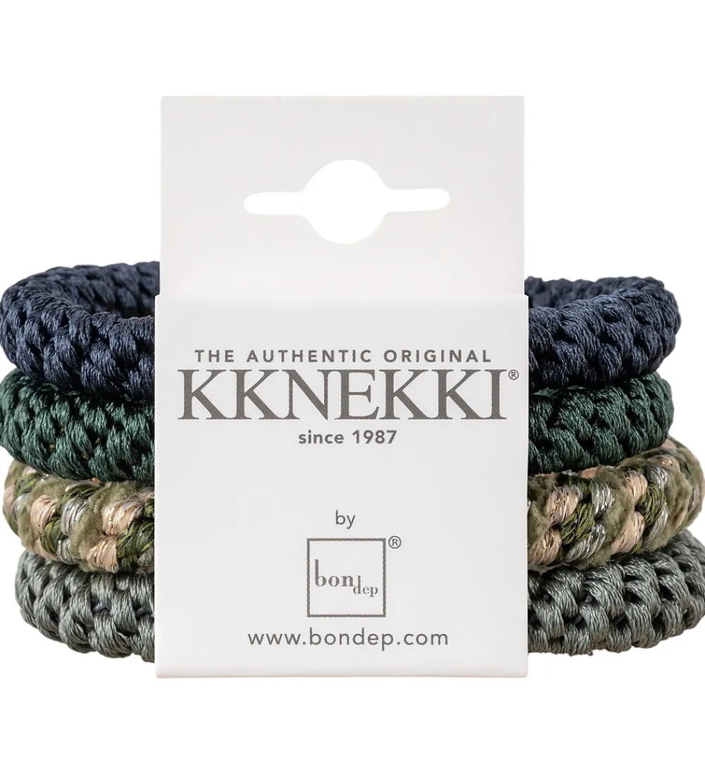 Hårpynt|Hårelastikker-Kknekki Hårelastikker - 4-pak - Green/Blue/Grey