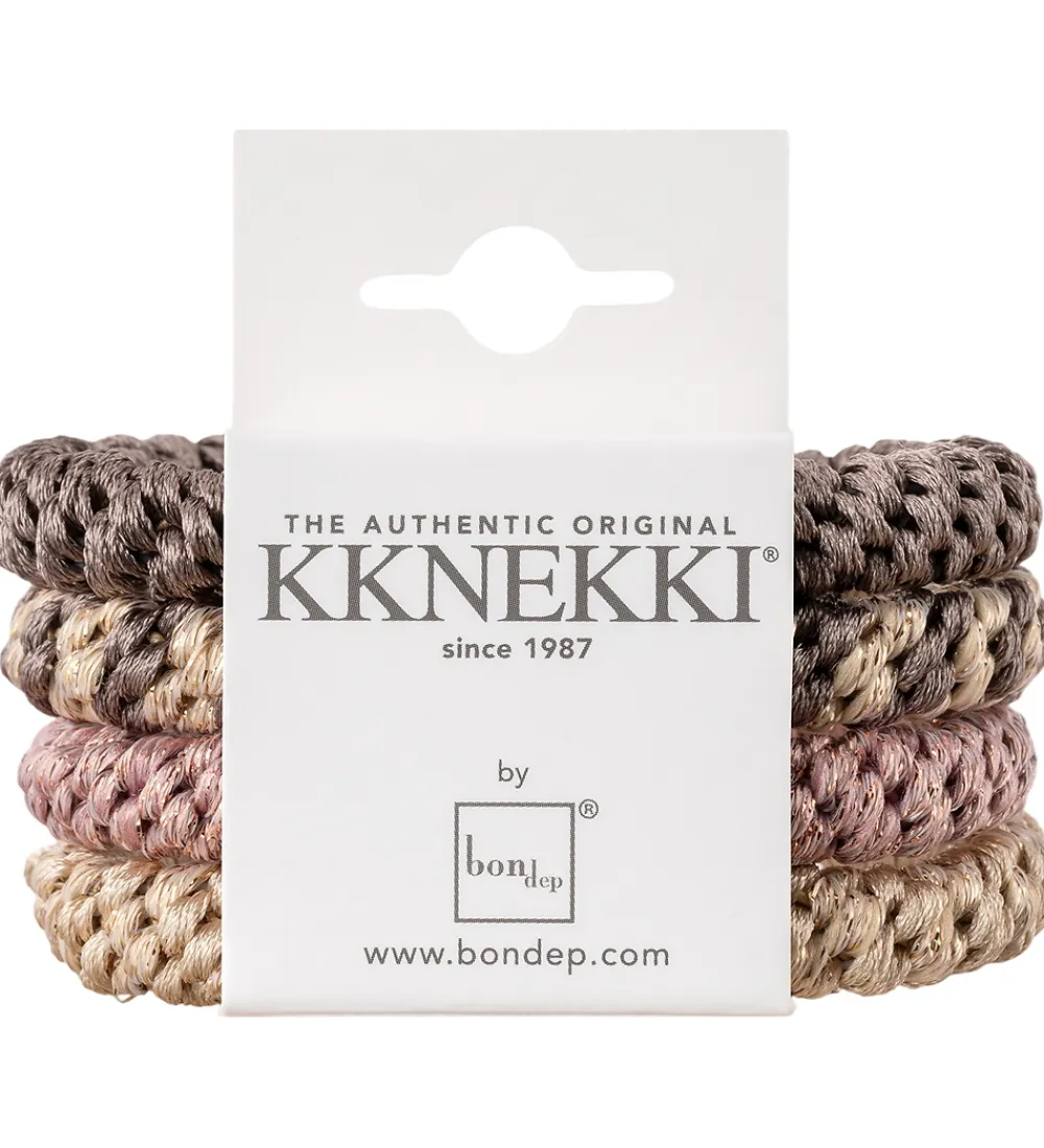 Kknekki Hårelastikker*Hårelastikker - 4-pak - Pink/Beige/Brun