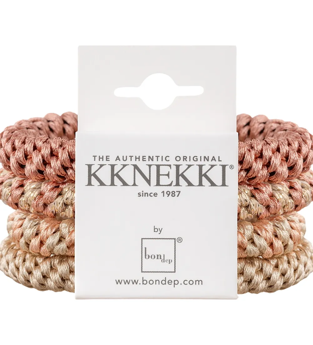 Hårelastikker-Kknekki Hårelastikker - 4-pak - Pink/Beige