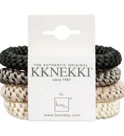 Hårelastikker-Kknekki Hårelastikker - 4-pak - Sort/Brun/Beige/Creme