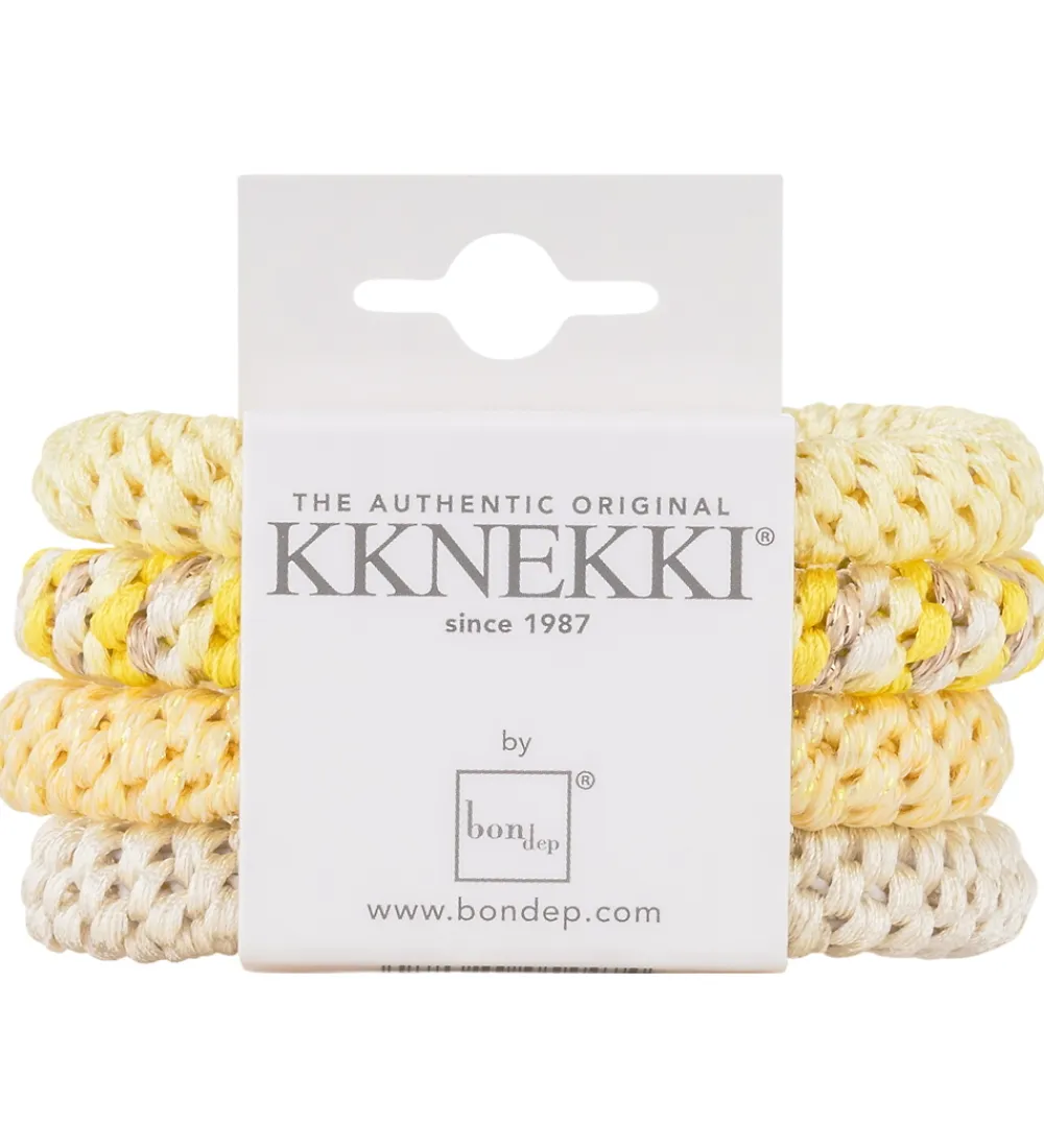 Hårpynt|Hårelastikker-Kknekki Hårelastikker - 4-pak - Yellow/White