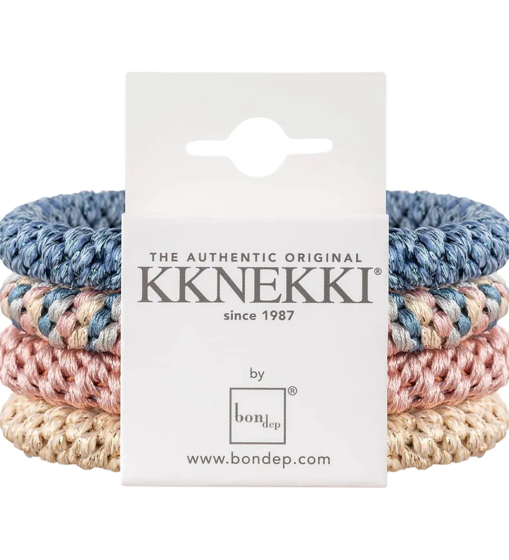 Hårelastikker-Kknekki Hårelastikker - 4-pak - Blå/Rosa/Guld