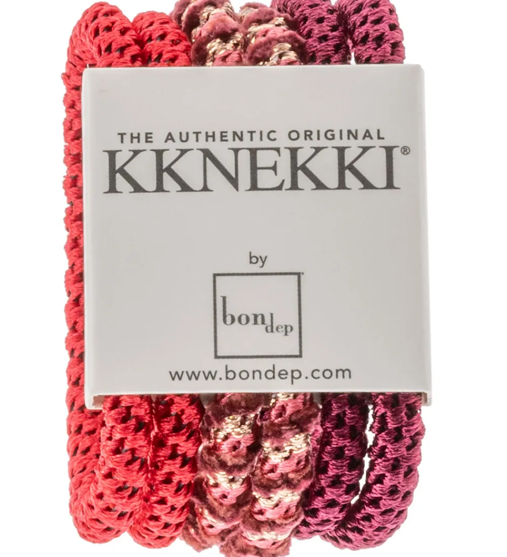 Kknekki Hårelastikker*Hårelastikker - Slim - 6-pak - Bordeaux/Rosa/Fuchsia
