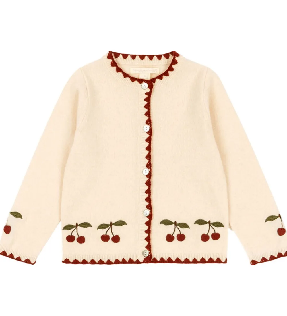 Konges Sløjd Cardigans*Cardigan - Uld - Collette - Off White m. Kirsebær
