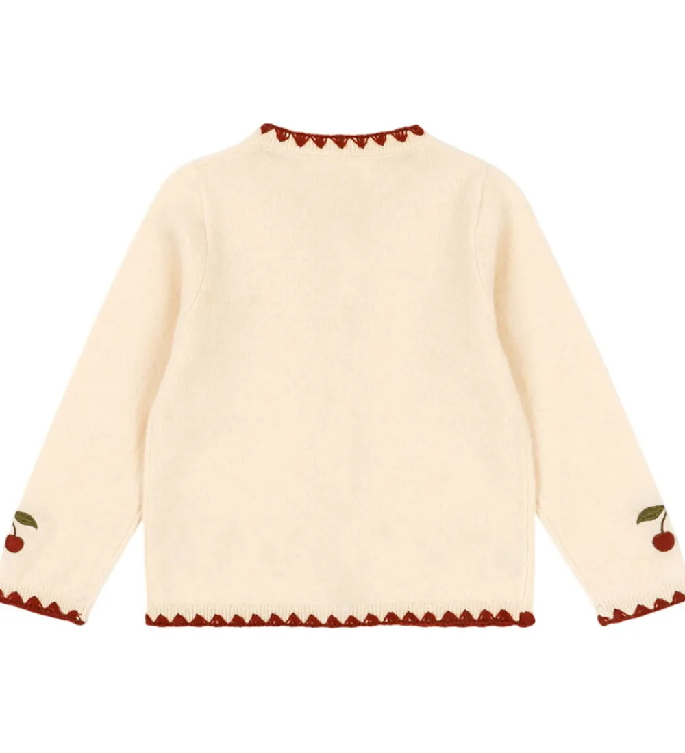 Konges Sløjd Cardigans*Cardigan - Uld - Collette - Off White m. Kirsebær