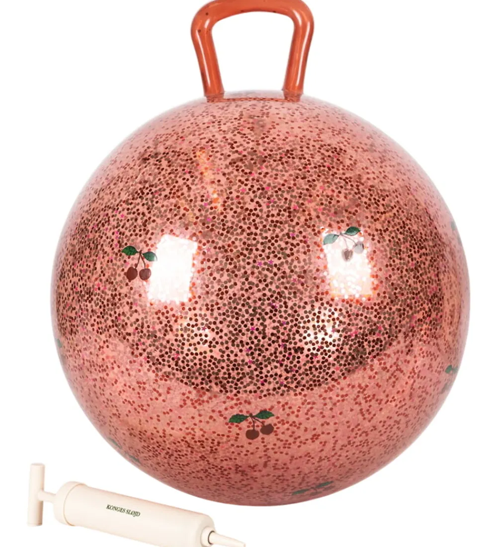 Babylegetøj|Tumledyr-Konges Sløjd Hoppebold m. Håndtag - Glitter - Cherry - 50 cm