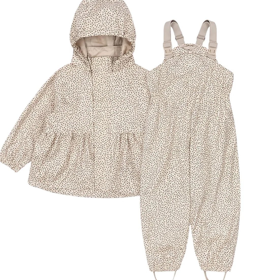 Konges Sløjd Regntøj*Regntøj m. Seler/Fleece - PU - Rainy Palme - Milk T