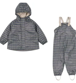 Regntøj-Konges Sløjd Regntøj m. Seler/Fleece - Palme - Laurel Blue Check
