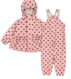 Regntøj-Konges Sløjd Regntøj m. Seler/Fleece - PU - Palme - Amour Pink