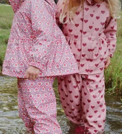 Regntøj-Konges Sløjd Regntøj m. Seler/Fleece - PU - Palme - Amour Pink