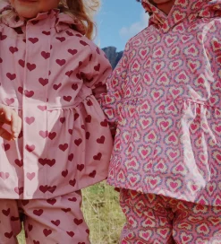 Regntøj-Konges Sløjd Regntøj m. Seler/Fleece - PU - Palme - Amour Pink
