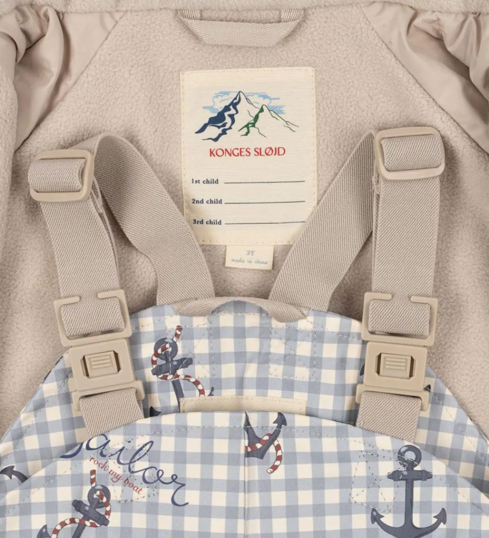 Regntøj-Konges Sløjd Regntøj m. Seler/Fleece - PU - Palme - Sailor Check