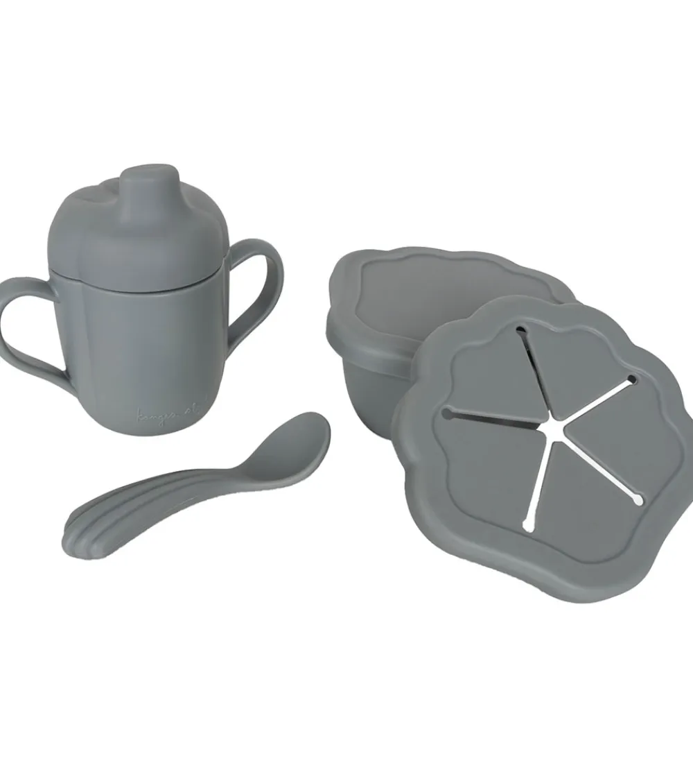 Spisesæt-Konges Sløjd Spisesæt - Silicone - 3 dele - Light Blue