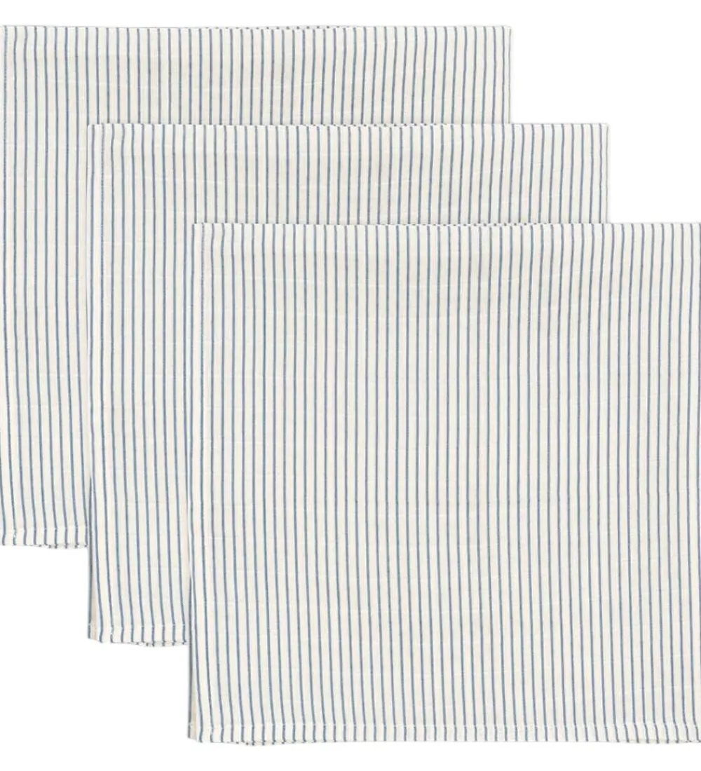 Konges Sløjd Stofbleer|Pusletid*Stofbleer - 65x65 cm - 3-pak - Stripe Bluie