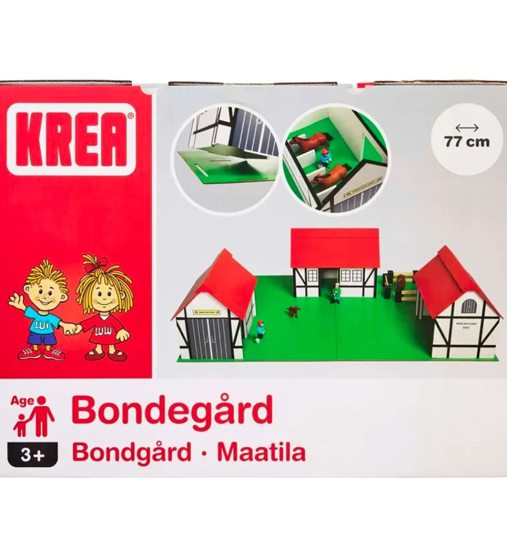 Trælegetøj-Krea Bondegård - Træ - 77x53 cm - Hvid/Rød