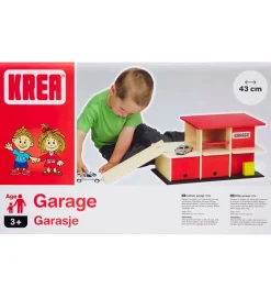Krea Trælegetøj*Garage - Træ - 43x24 cm - Rød/Natur