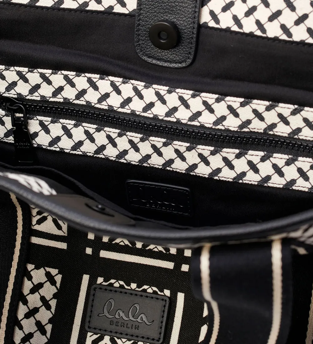 Shoppers-Lala Berlin Shopper - East West Tote Marin - Heritage Stripe Bla