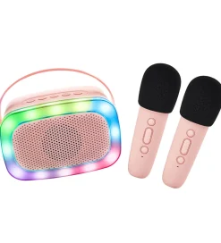 Musikinstrumenter|Højtalere-Lalarma Højtaler m. 2 Mikrofoner - Trådløs - Karaoke - Rose