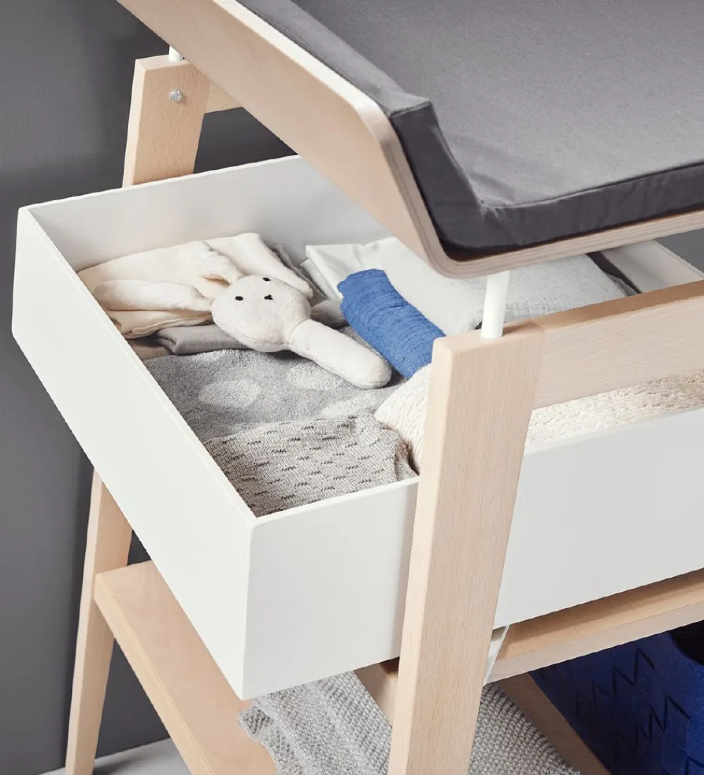 Leander Pusleborde*Linea Skuffe til Puslebord - 90x50x16 cm - Hvid