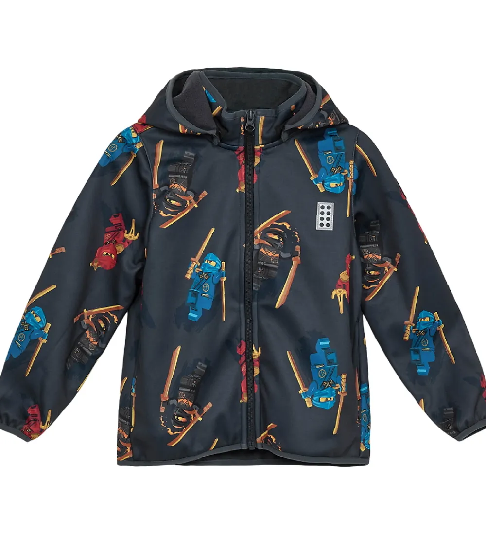 Softshell-LEGO® Wear LEGO® Ninjago Softshelljakke - LWSaku 602 - Koksgrå m. Ninjaer