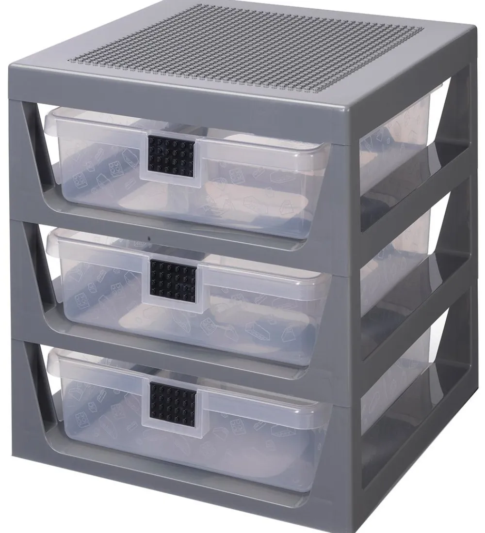 Skuffer-LEGO® Storage Opbevaring m. 3 skuffer - 32x34x37 - Grå