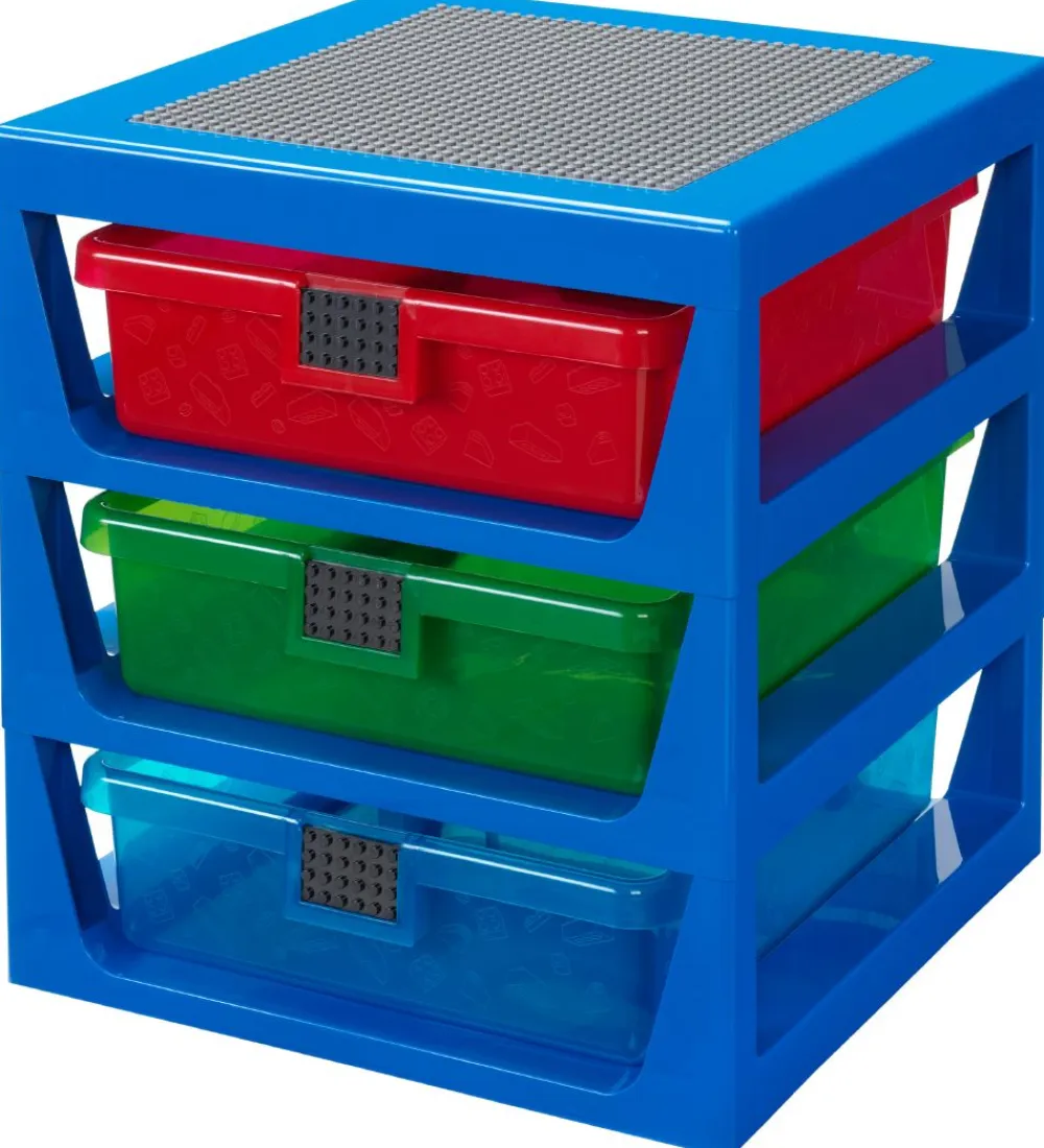 Skuffer-LEGO® Storage Opbevaring m. 3 Skuffer - 34x32x38 - Blå