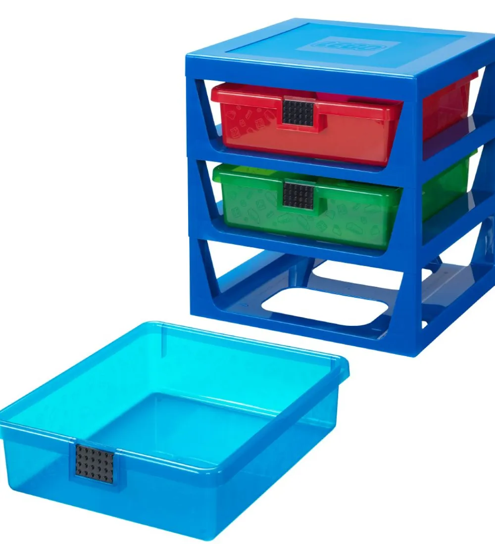 Skuffer-LEGO® Storage Opbevaring m. 3 Skuffer - 34x32x38 - Blå
