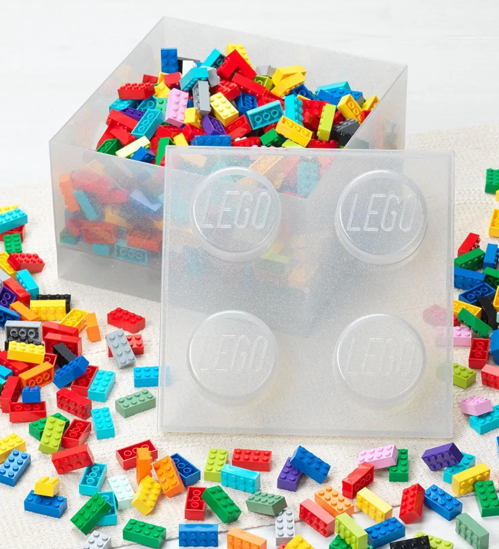LEGO® Storage Bokse Og Kasser|Opbevaring*Opbevaringsboks - 4 Knopper - Glitter Translucent