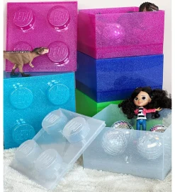 LEGO® Storage Bokse Og Kasser|Opbevaring*Opbevaringsboks - 4 Knopper - Glitter Translucent