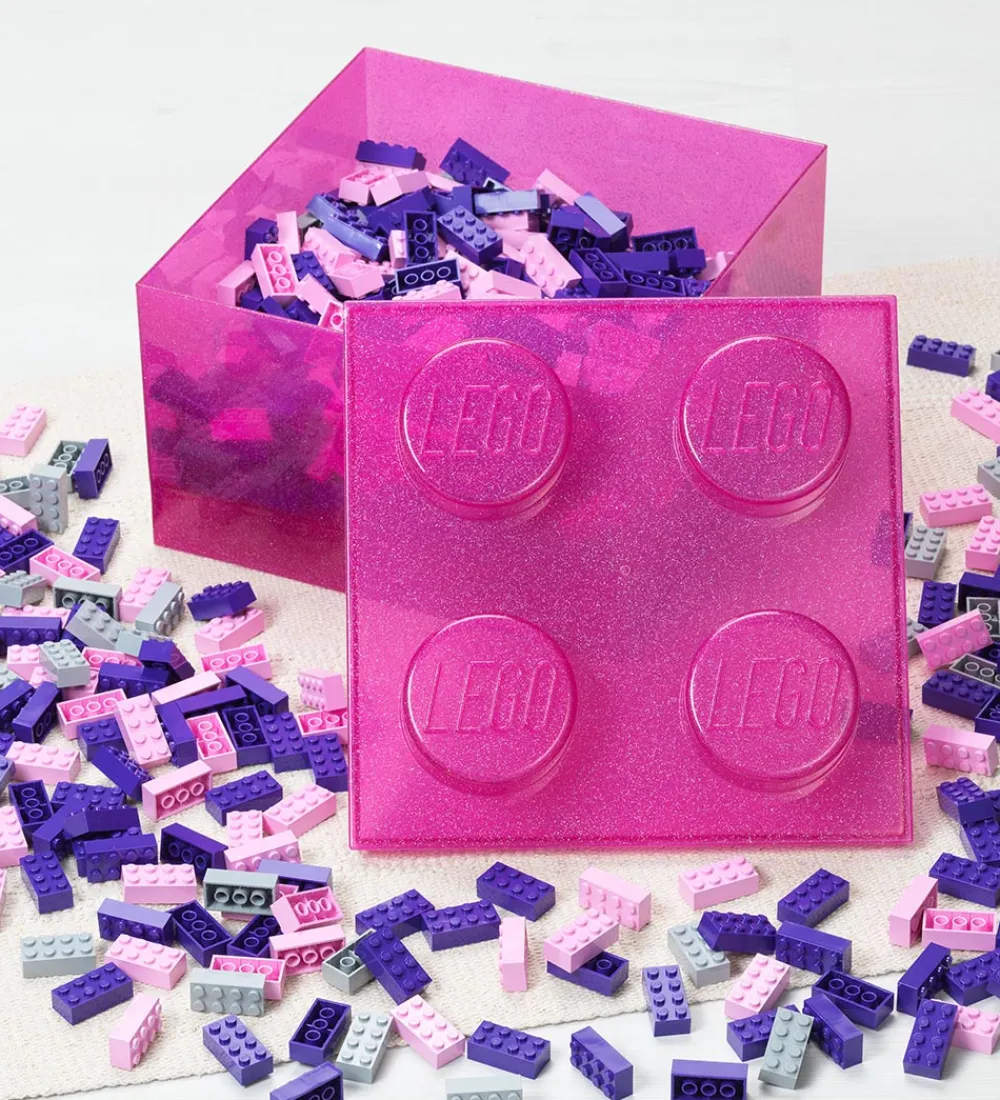 LEGO® Storage Bokse Og Kasser|Opbevaring*Opbevaringsboks - 4 Knopper - Glitter Medium Viole