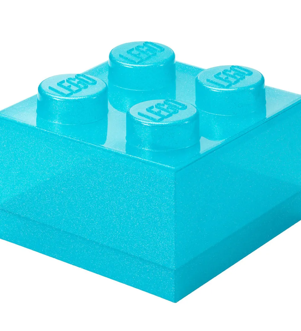 LEGO® Storage Bokse Og Kasser|Opbevaring*Opbevaringsboks - 4 Knopper - Glitter Light Blue