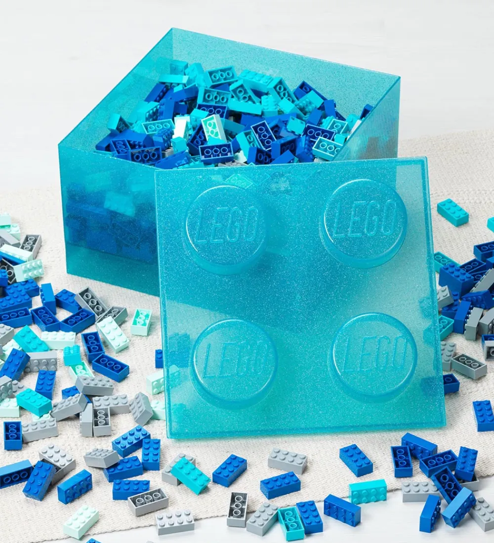 LEGO® Storage Bokse Og Kasser|Opbevaring*Opbevaringsboks - 4 Knopper - Glitter Light Blue