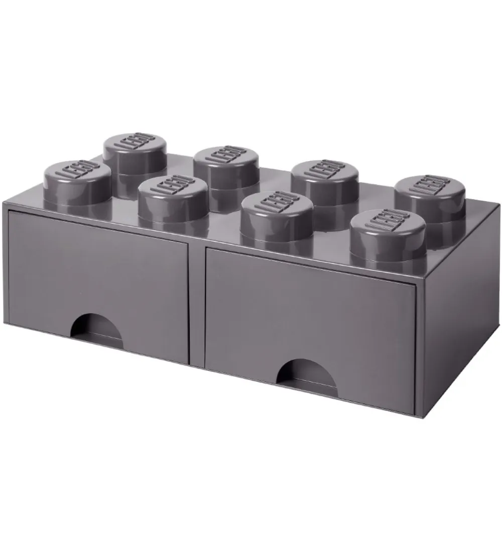 LEGO® Storage Skuffer*Opbevaringsskuffe - 8 Knopper - 50x25x18 - Mørkegr
