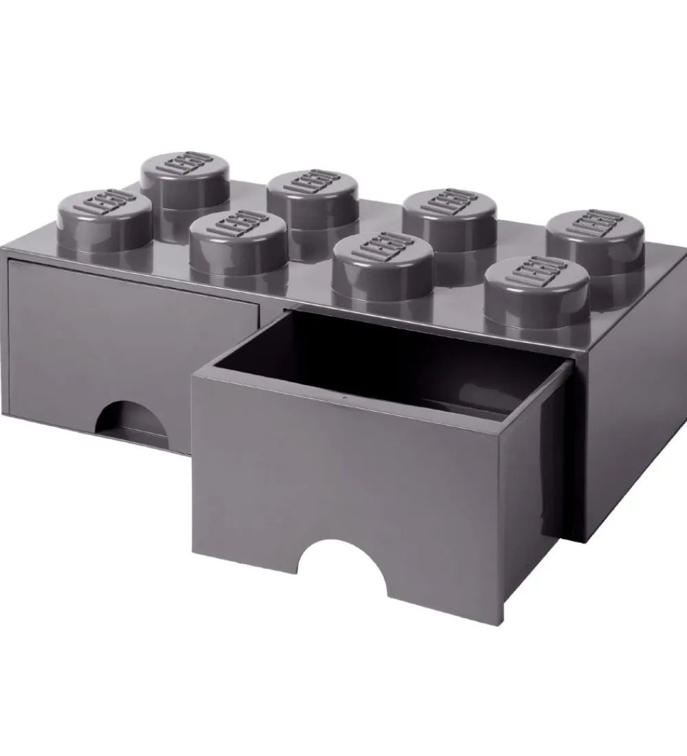 LEGO® Storage Skuffer*Opbevaringsskuffe - 8 Knopper - 50x25x18 - Mørkegr