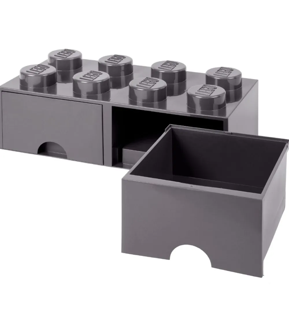 LEGO® Storage Skuffer*Opbevaringsskuffe - 8 Knopper - 50x25x18 - Mørkegr