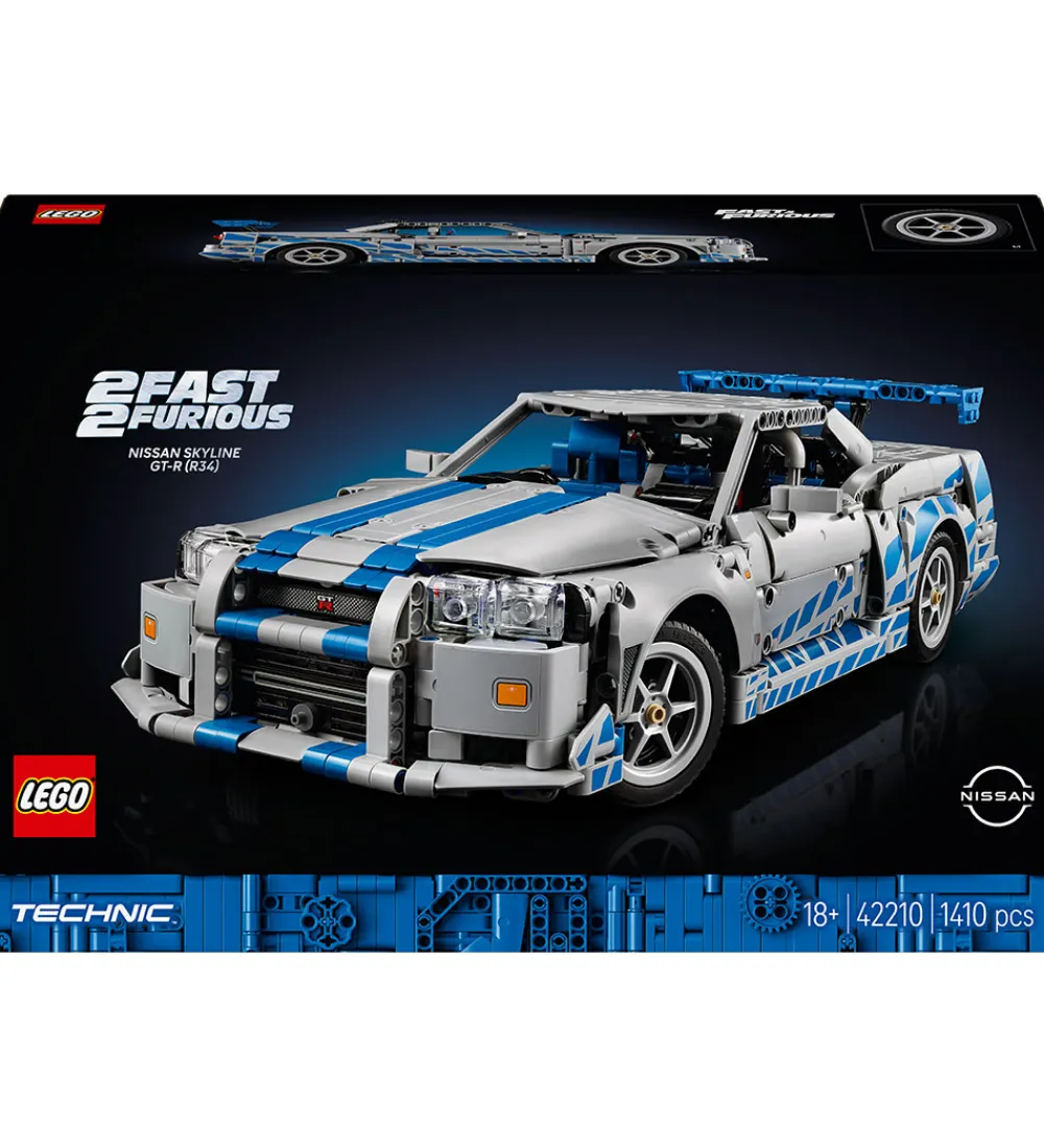 Lego®|Konstruktionslegetøj-LEGO® Technic - 2 Fast 2 Furious Nissan Sky... 42210 - 1410 Dele