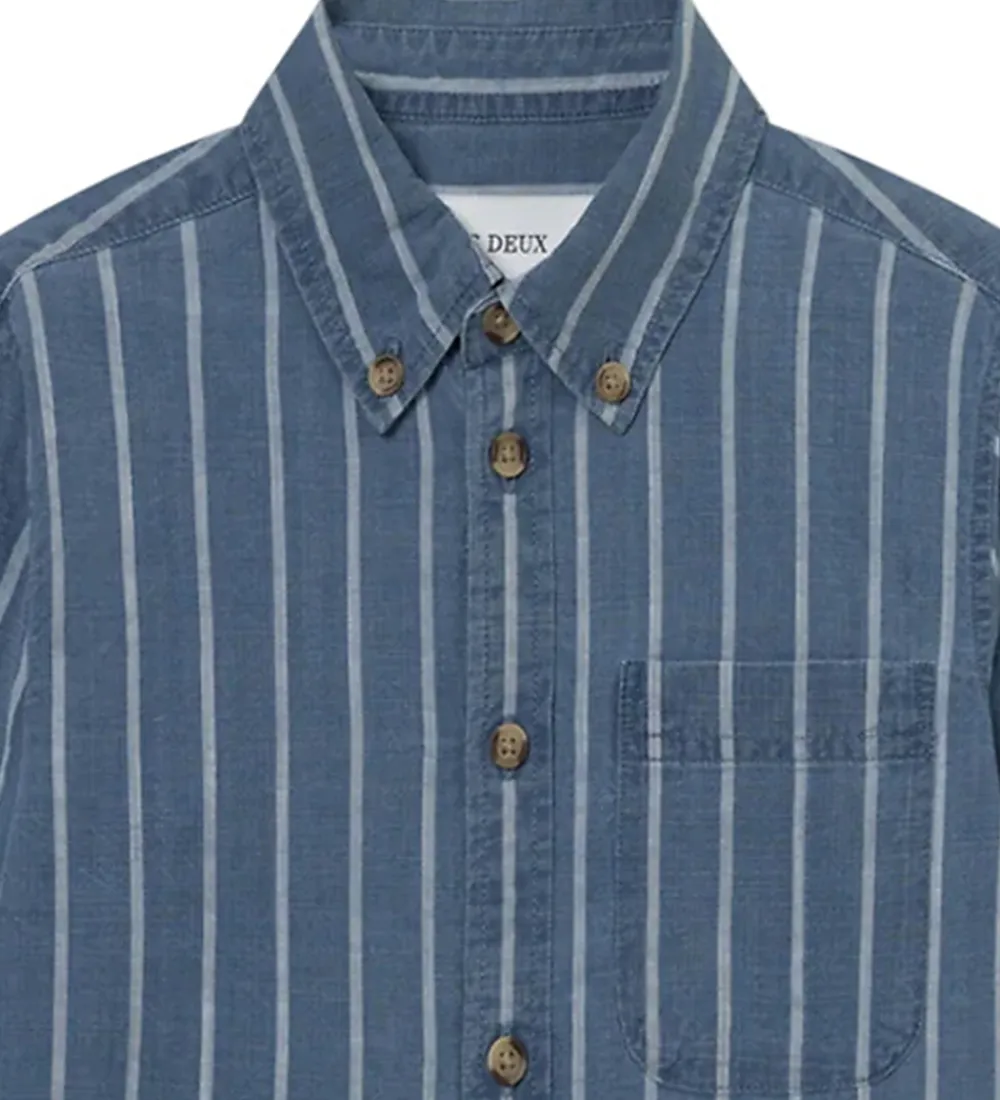 Les Deux Drengetøj|Skjorter*Skjorte - Kash Indigo Stripe - Denim Blue