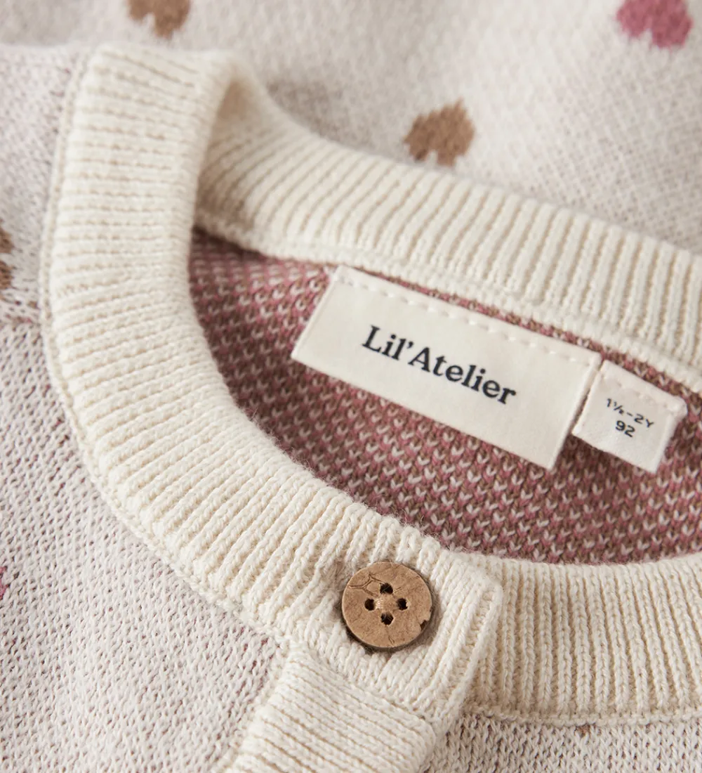 Cardigans-Lil Atelier Cardigan - Strik - NmfSaran - Turtledove/Sepia Tint