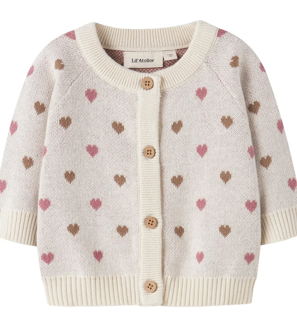 Cardigans-Lil Atelier Cardigan - Strik - NbfSaran - Turtledove/Sepia Tint