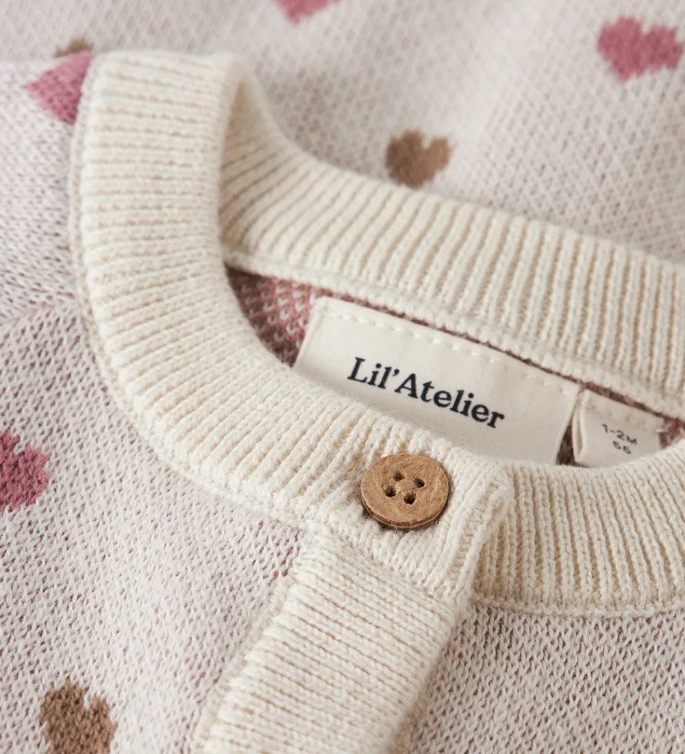 Cardigans-Lil Atelier Cardigan - Strik - NbfSaran - Turtledove/Sepia Tint