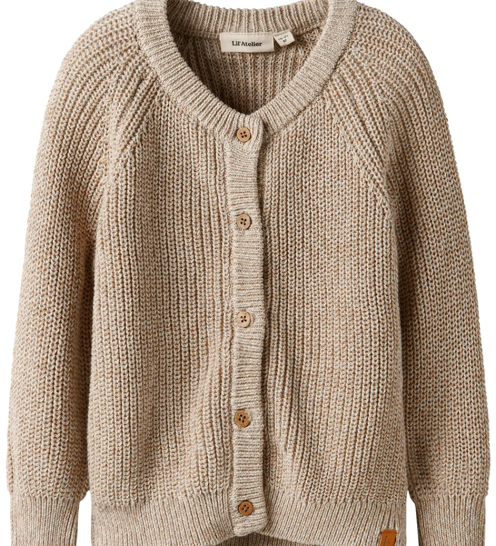 Cardigans-Lil Atelier Cardigan - Strik - NmmRokko - Oxford Tan/Melange