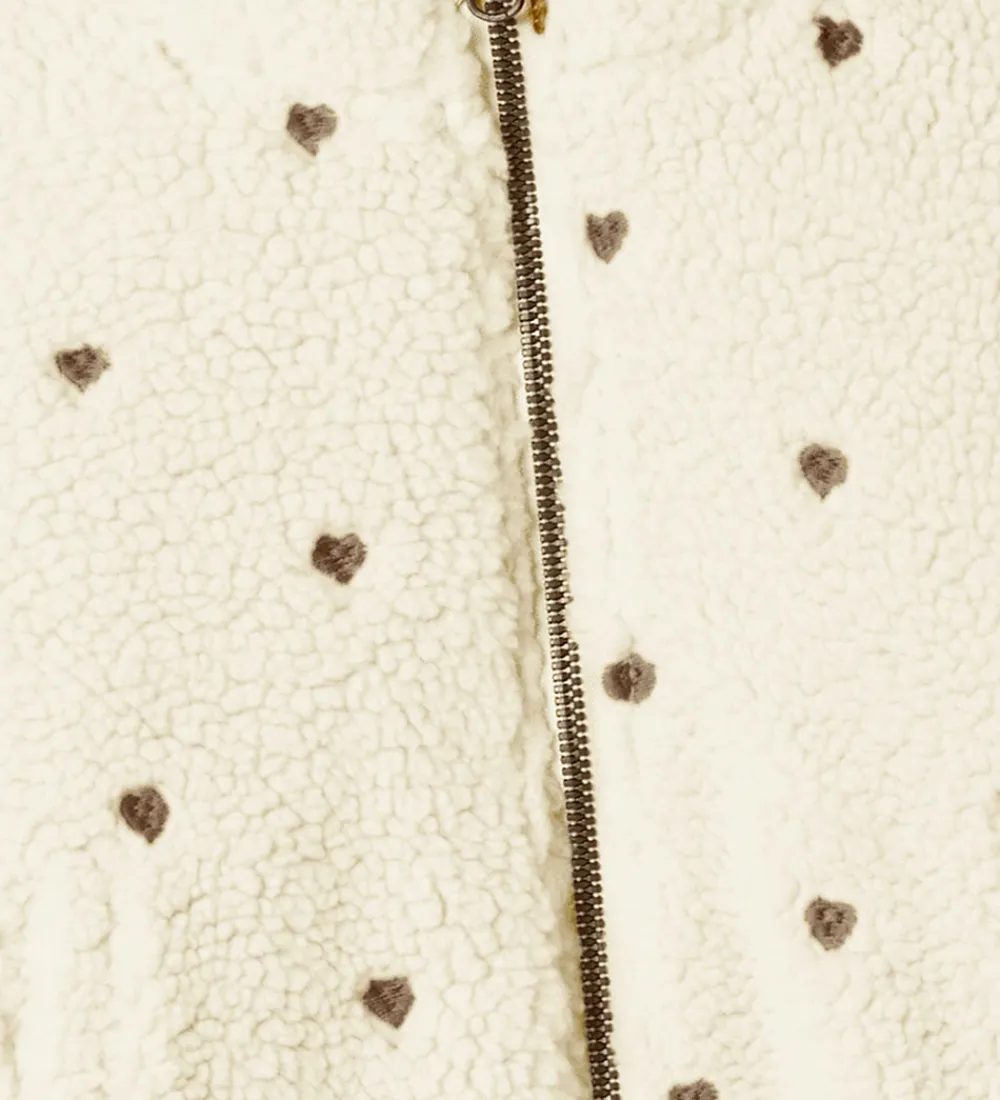 Lil Atelier Fleece*Lil' Atelier Fleecejakke - NmfNalo - Turtledove/Sort m. Hjerter