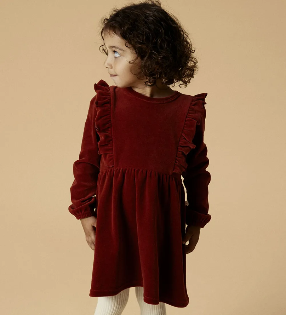 Lil Atelier Kjoler*Lil' Atelier Kjole - Velour - NmfSaga - Red Dahlia